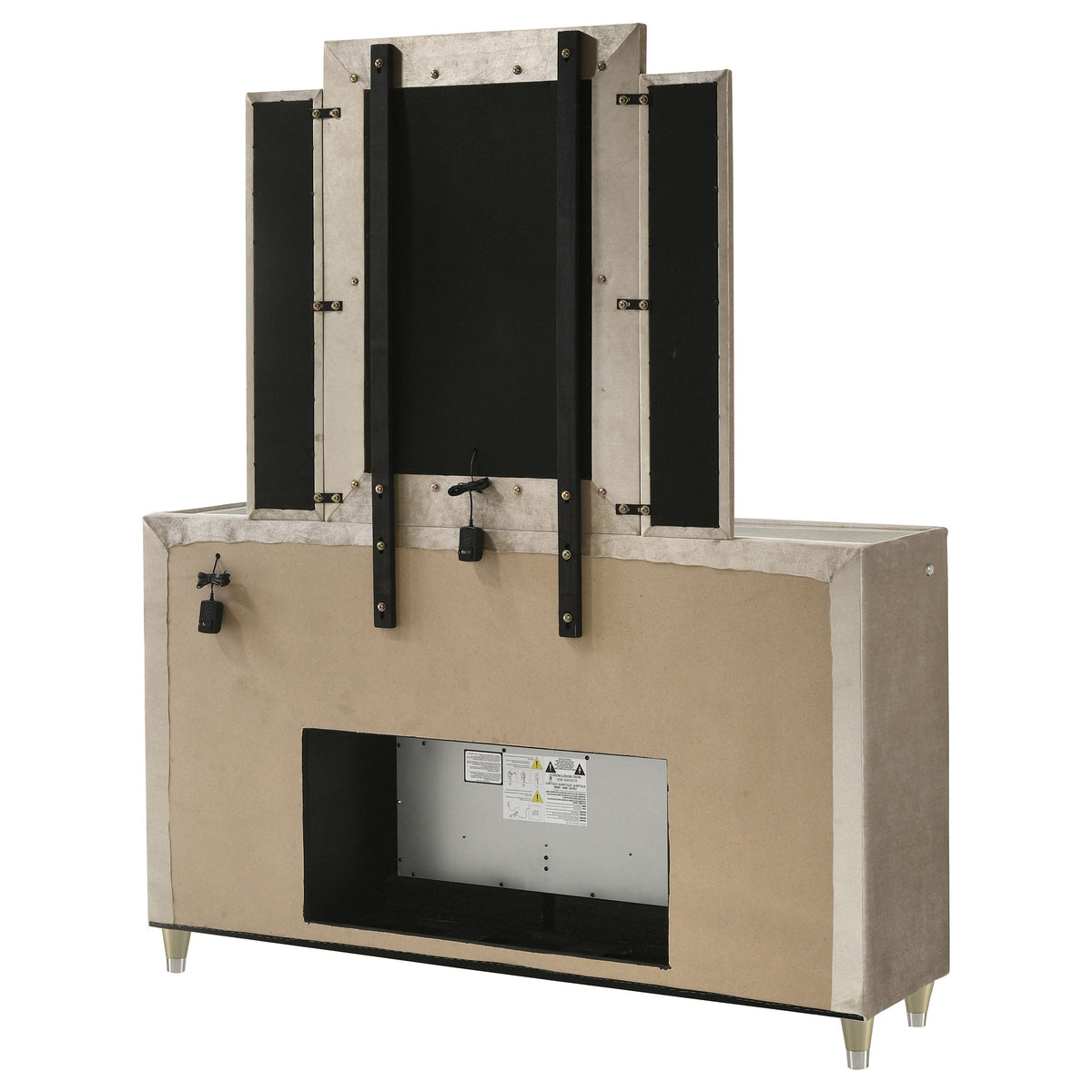 Lorient 8-drawer LED Flame Box Dresser and Mirror Ivory Camel
