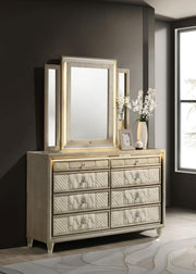 Lorient 8-drawer LED Dresser with Mirror Ivory and Camel Default Title