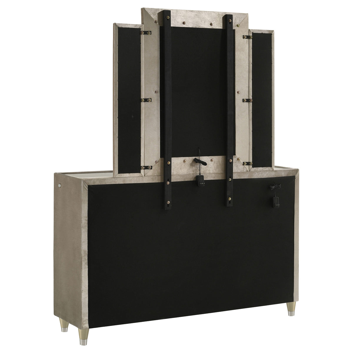 Lorient 8-drawer LED Dresser with Mirror Ivory and Camel
