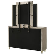 Lorient 8-drawer LED Dresser with Mirror Ivory and Camel