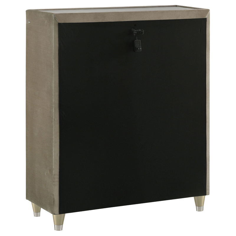 Lorient 5-drawer LED Chest of Drawers Ivory and Camel