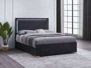 Marceline Wood LED Panel Bed Black Full