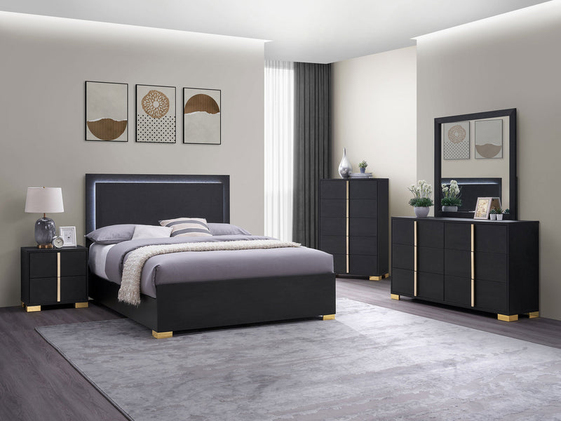 Marceline Wood LED Panel Bed