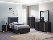 Marceline Wood LED Panel Bed
