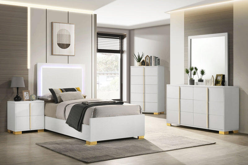 Marceline Wood LED Panel Bed