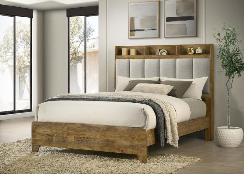 Henderson 57-inch Bookcase Panel Bed Medium Oak Eastern King
