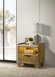 Henderson 1-drawer LED Nightstand Bedside Table Medium Oak Default Title