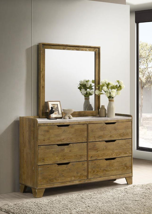 Henderson 6-drawer Bedroom Dresser with Mirror Medium Oak Default Title