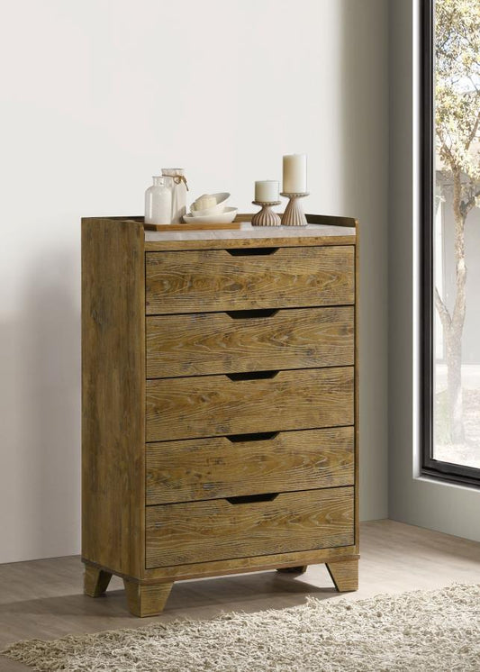 Henderson 5-drawer Bedroom Chest of Drawers Medium Oak Default Title