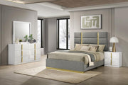 Ines Bedroom Set and High Gloss Grey White High Gloss Eastern King 4-piece
