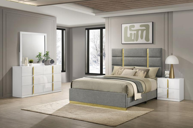 Ines Bedroom Set and High Gloss Grey White High Gloss Eastern King 4-piece