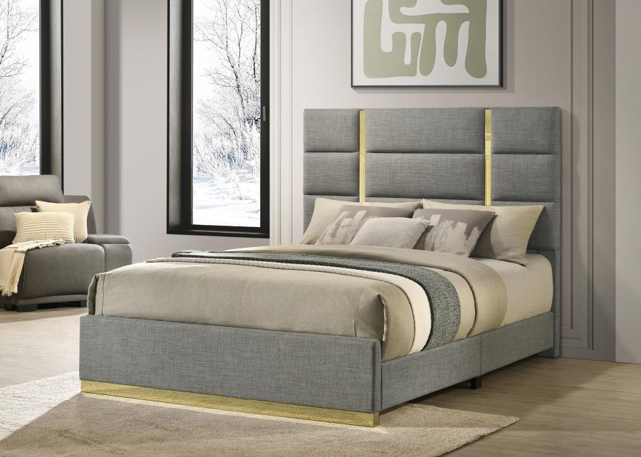 Ines 52-inch Fabric Upholstered Panel Bed Grey Eastern King