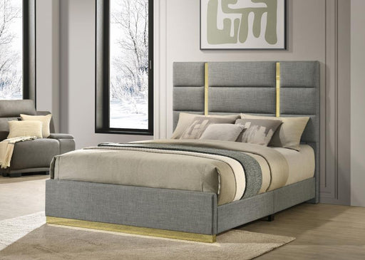 Ines 52-inch Fabric Upholstered Panel Bed Grey Eastern King