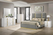 Ines Bedroom Set and High Gloss Grey White High Gloss Queen 5-piece