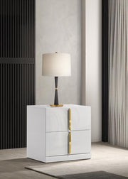 Ines 2-drawer Nightstand Bedside Table White High Gloss Default Title