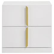Ines 2-drawer Nightstand Bedside Table White High Gloss