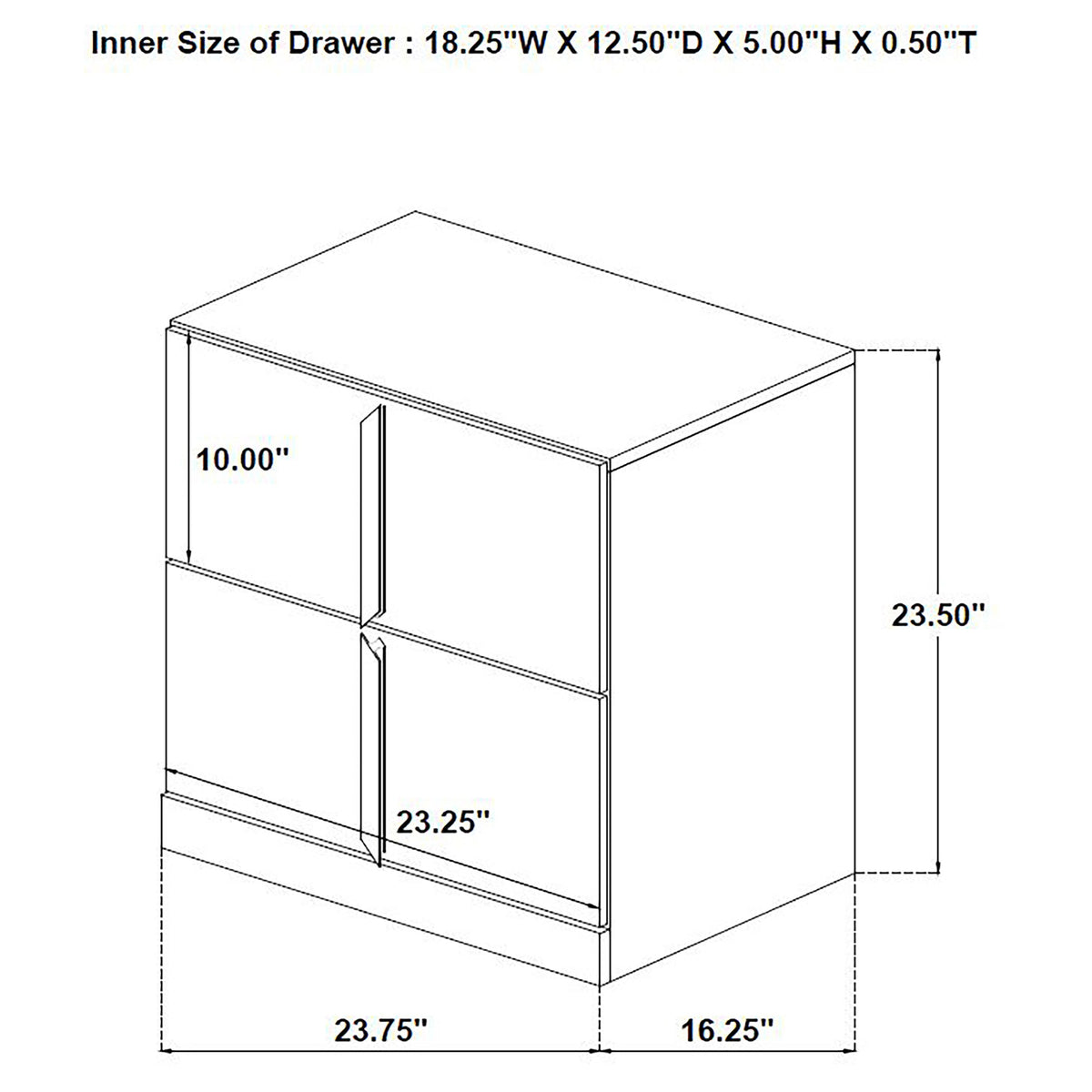 Ines 2-drawer Nightstand Bedside Table White High Gloss