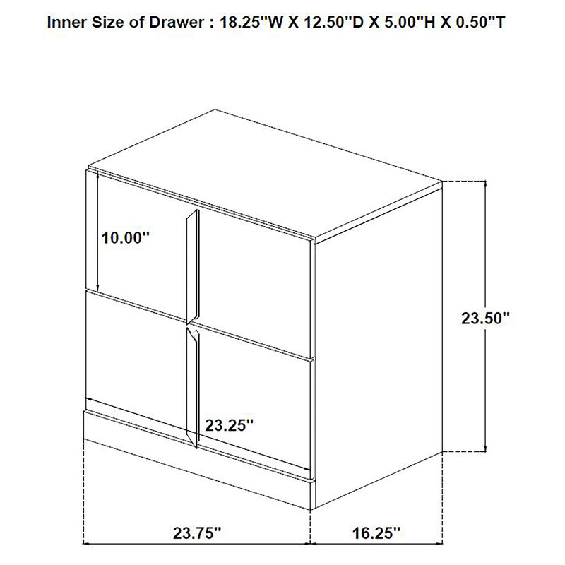 Ines 2-drawer Nightstand Bedside Table White High Gloss