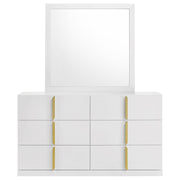 Ines 6-drawer Bedroom Dresser with Mirror White High Gloss