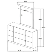 Ines 6-drawer Bedroom Dresser with Mirror White High Gloss