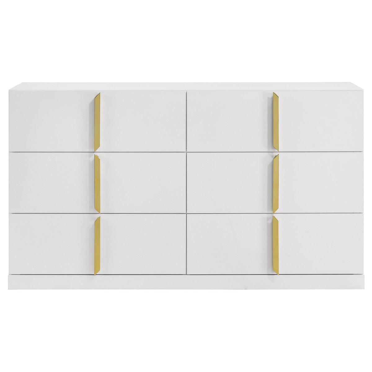 Ines 6-drawer Bedroom Dresser Cabinet White High Gloss