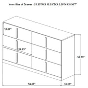 Ines 6-drawer Bedroom Dresser Cabinet White High Gloss