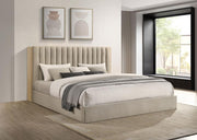 Arielle Bookcase Panel Storage Bed Light Oak Eastern King