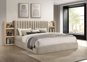 Arielle Bookcase Panel Storage Bed Light Oak