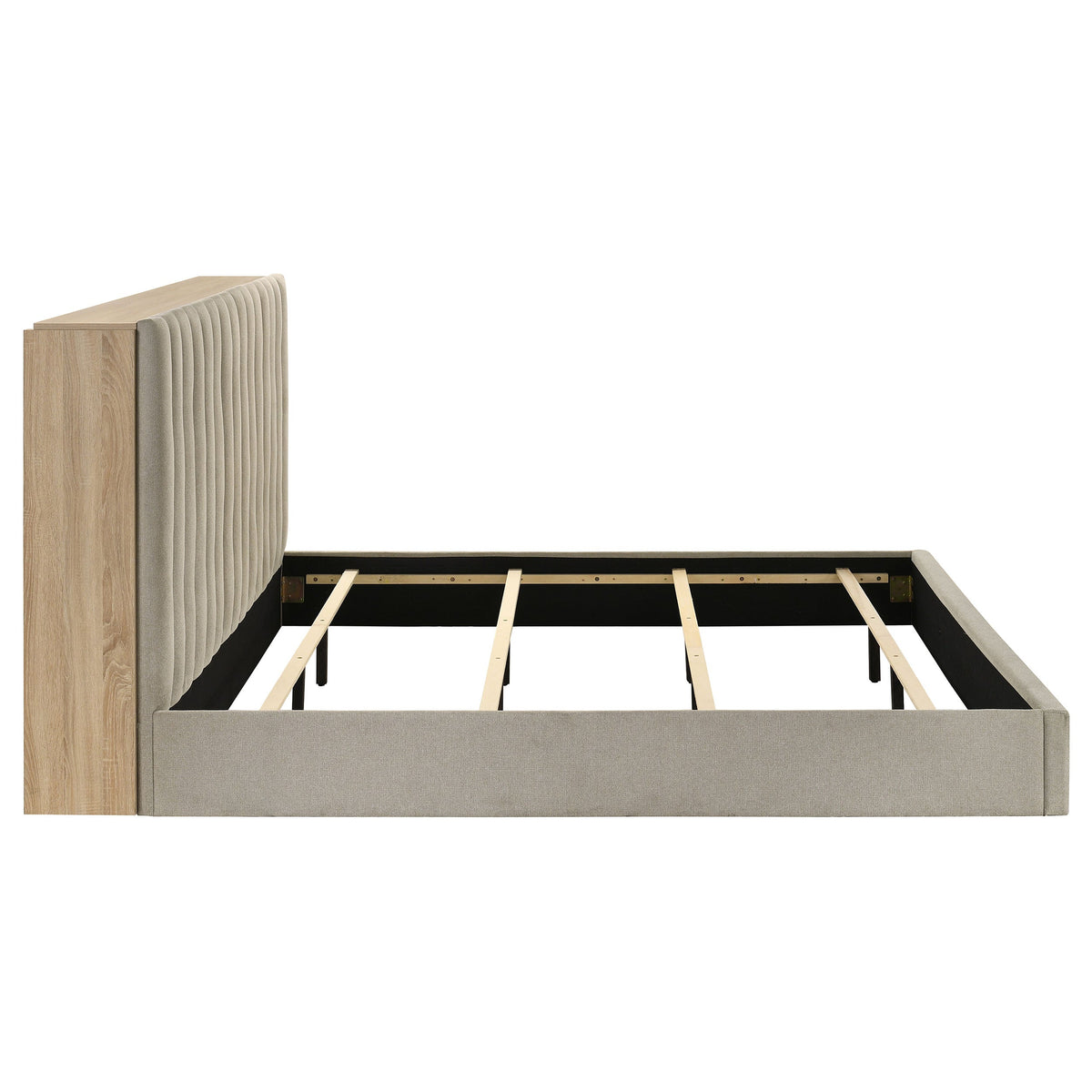 Arielle Bookcase Panel Storage Bed Light Oak