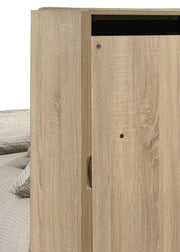 Arielle Bookcase Panel Storage Bed Light Oak