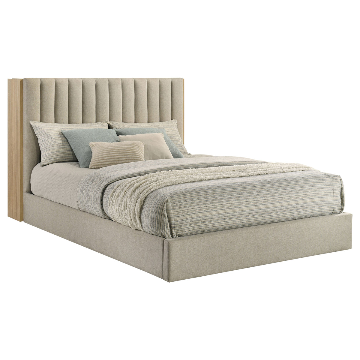 Arielle Bookcase Panel Storage Bed Light Oak