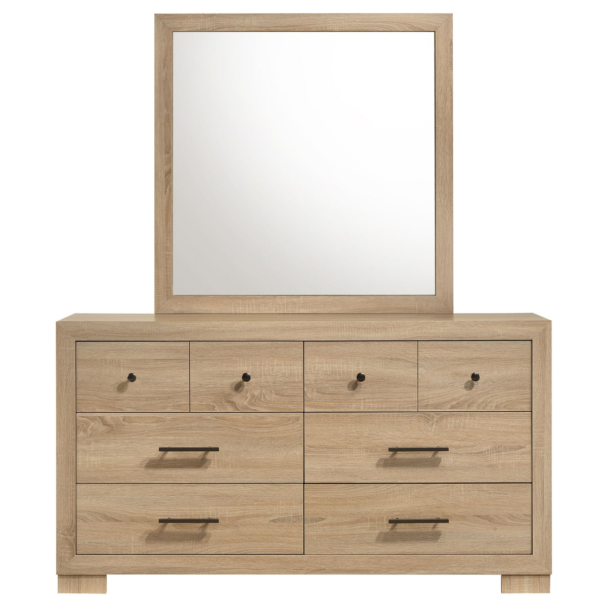 Arielle 6-drawer Bedroom Dresser with Mirror Light Oak