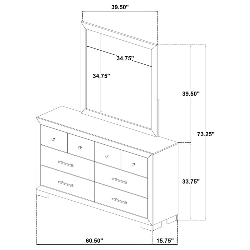 Arielle 6-drawer Bedroom Dresser with Mirror Light Oak