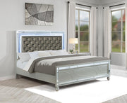 Gunnison Wood LED Panel Bed Silver Metallic Eastern King