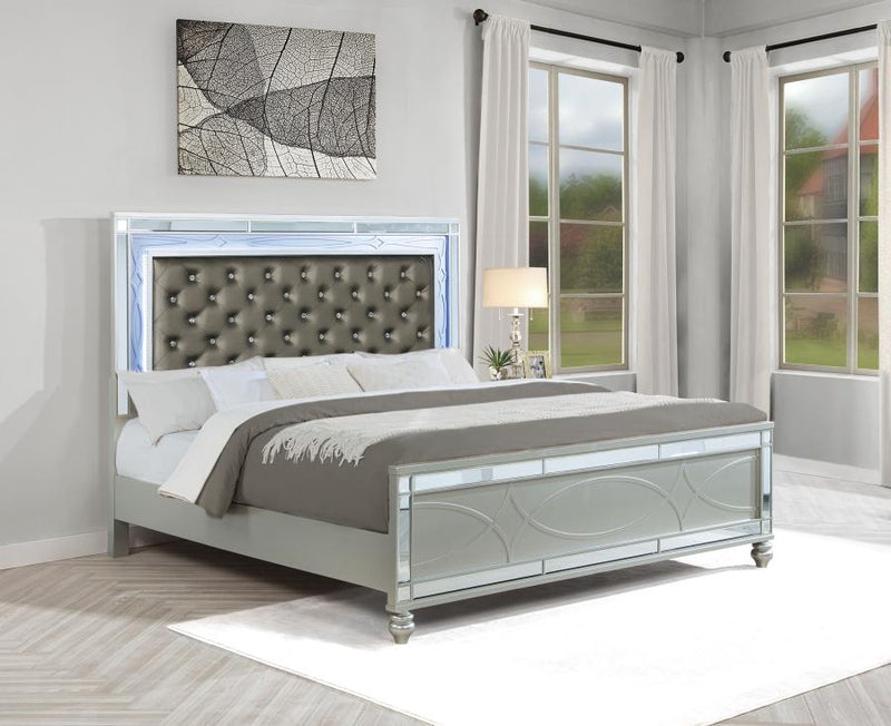 Gunnison Wood LED Panel Bed Silver Metallic Eastern King