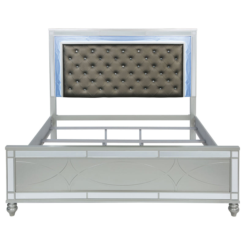 Gunnison Wood LED Panel Bed Silver Metallic