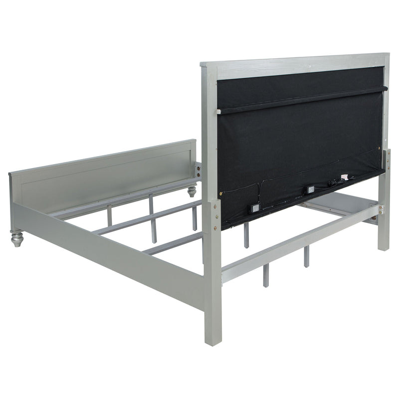 Gunnison Wood LED Panel Bed Silver Metallic