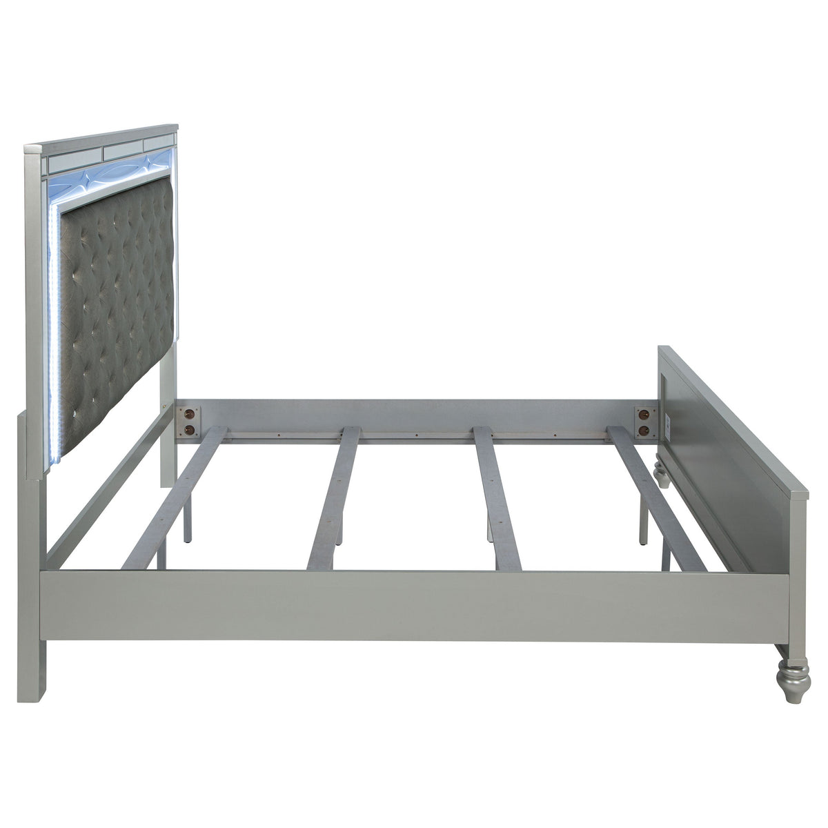 Gunnison Wood LED Panel Bed Silver Metallic
