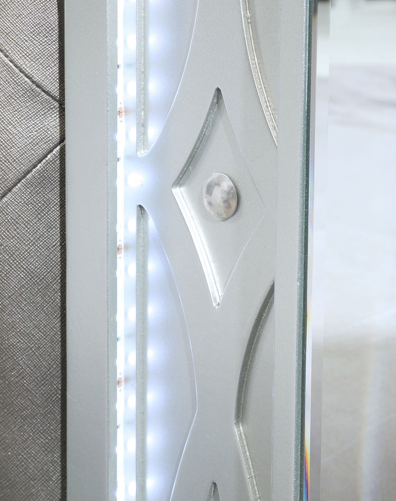 Gunnison Wood LED Panel Bed Silver Metallic