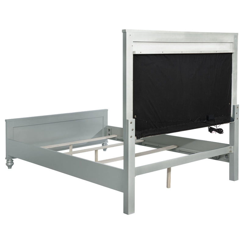 Gunnison Wood LED Panel Bed Silver Metallic