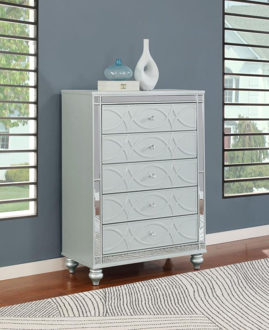 Gunnison 5-drawer Bedroom Chest Silver Metallic Default Title