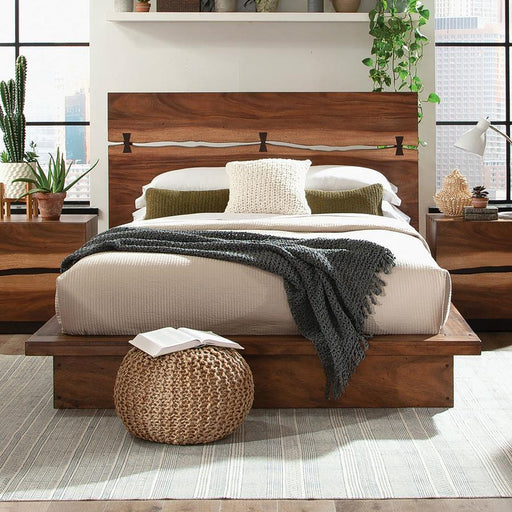 Winslow Wood Panel Bed Smokey Walnut and Coffee Bean Eastern King