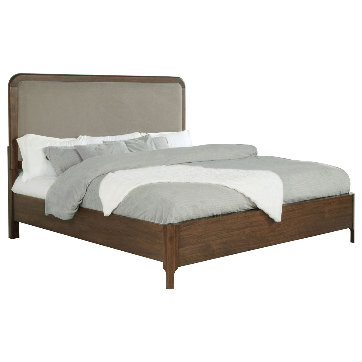 Maderia 57-inch Upholstered Panel Bed Walnut