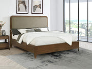 Maderia 57-inch Upholstered Panel Bed Walnut California King