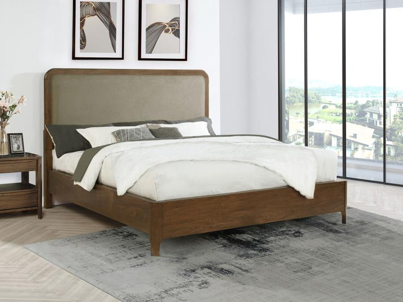 Maderia 57-inch Upholstered Panel Bed Walnut California King