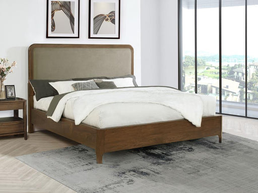 Maderia 57-inch Upholstered Panel Bed Walnut California King