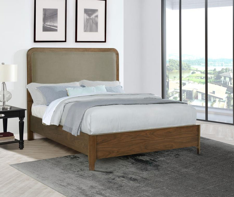 Maderia 57-inch Upholstered Panel Bed Walnut Queen