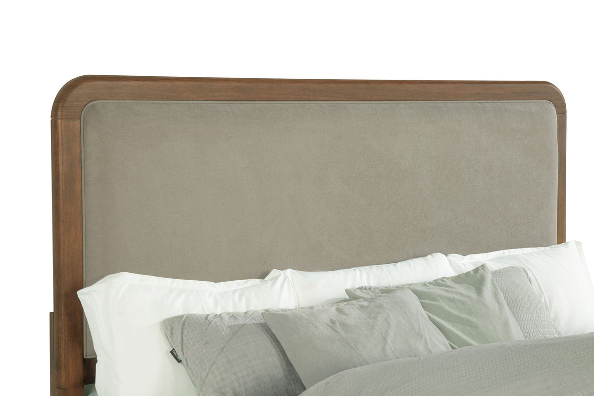 Maderia 57-inch Upholstered Panel Bed Walnut