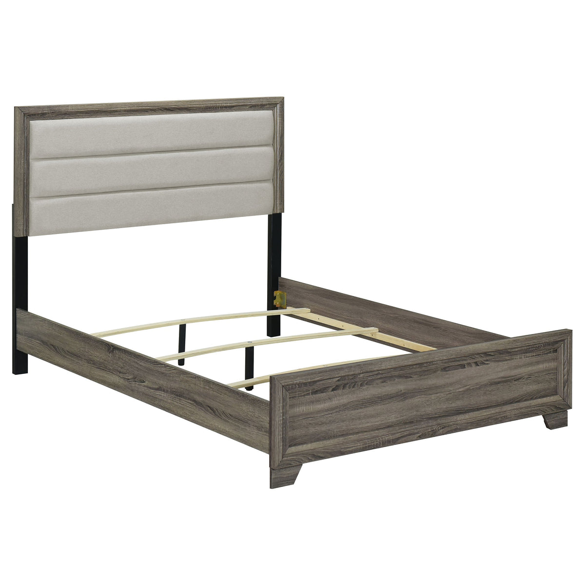 Wright 52-inch Upholstered Bed Brown Oak