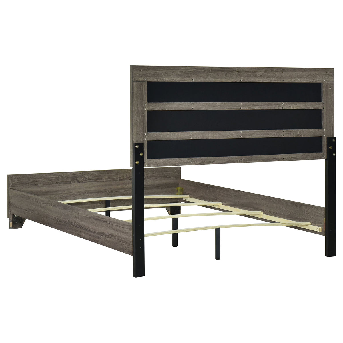 Wright 52-inch Upholstered Bed Brown Oak